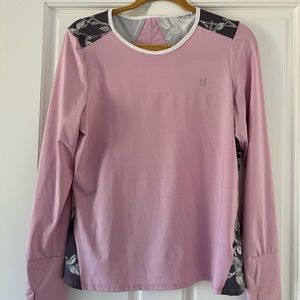 Tennis long sleeve top.  Soft, comfortable.  Pink, gray and white.